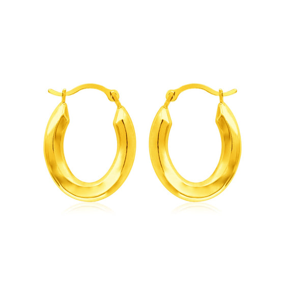 14k Yellow Gold Polished Oval Hoop Earrings