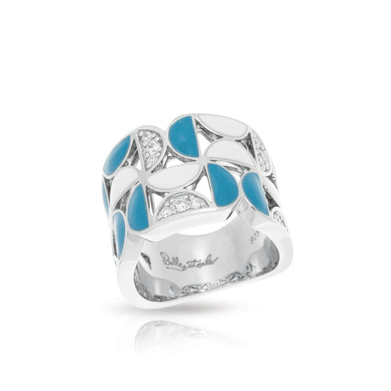 Belle Etoile Demiluna Ring Sterling Silver Pave'