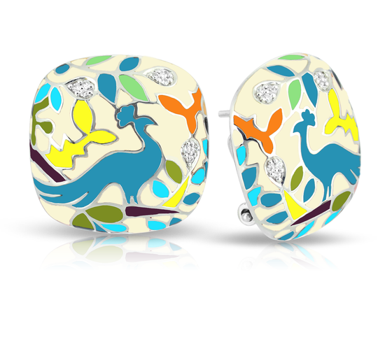Belle Etoile Peacock Paradise Earrings Classic Fine Solid Sterling Silver