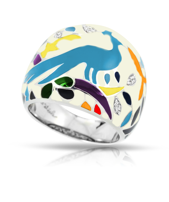 Belle Etoile Peacock Paradise Ring Classic Fine Solid Sterling Silver