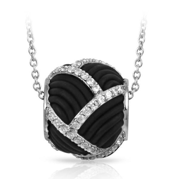 Belle Etoile Striatta Pendant Sterling Silver Pave'  w Chain