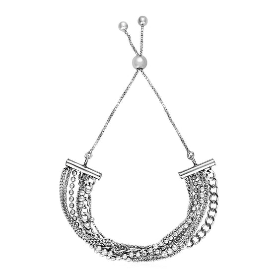 Adjustable Multi Chain Bracelet in Sterling Silver - Diamond Designs