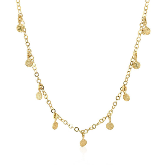 Choker Necklace with Hammered Beads in 14k Yellow Gold - Diamond Designs