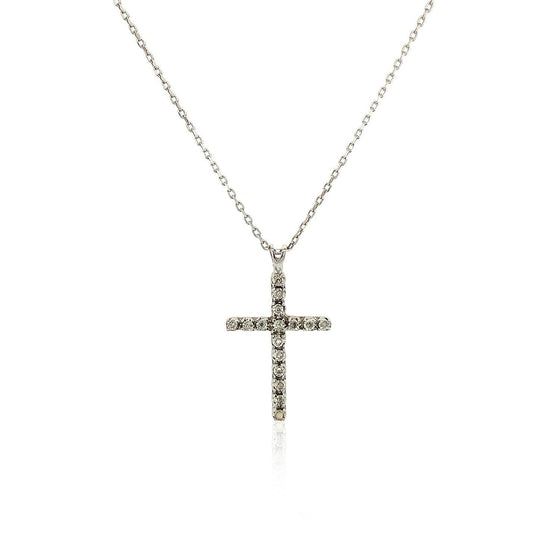 Cross Pendant with Diamonds in Sterling Silver - Diamond Designs