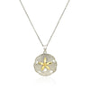 Designer Sterling Silver and 14k Yellow Gold Sand Dollar Pendant - Diamond Designs