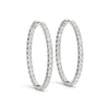 Oval Shape Two Sided Diamond Hoop Earrings in 14k White Gold (2 cttw) - Diamond Designs