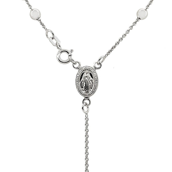 Polished Rosary Chain and Bead Necklace in Sterling Silver - Diamond Designs