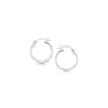 Polished Sterling Silver and Rhodium Plated Hoop Earrings (15mm) - Diamond Designs