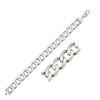 Rhodium Plated 11.6mm Sterling Silver Curb Style Bracelet - Diamond Designs
