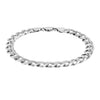 Rhodium Plated 8.4mm Sterling Silver Curb Style Bracelet - Diamond Designs