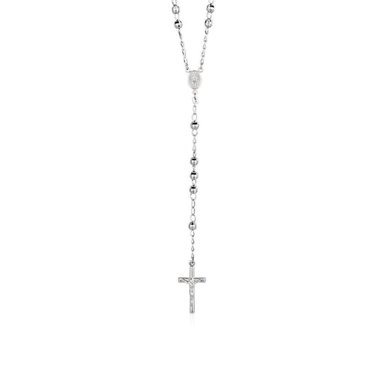 Rosary Chain and Large Bead Necklace in Sterling Silver - Diamond Designs