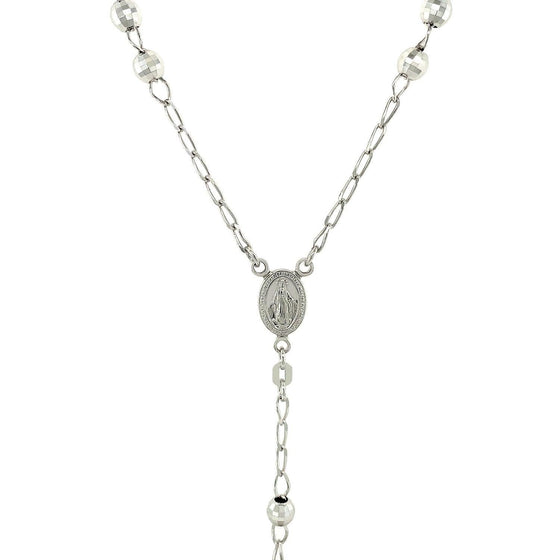 Rosary Chain and Large Bead Necklace in Sterling Silver - Diamond Designs