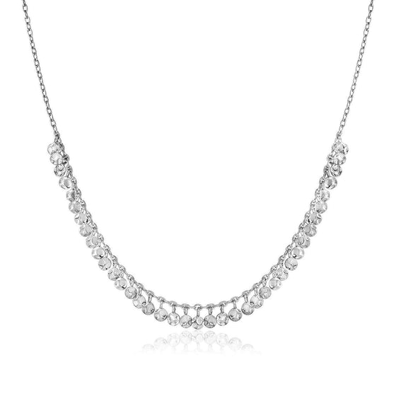 Sterling Silver 16 inch Necklace with Textured Beads - Diamond Designs