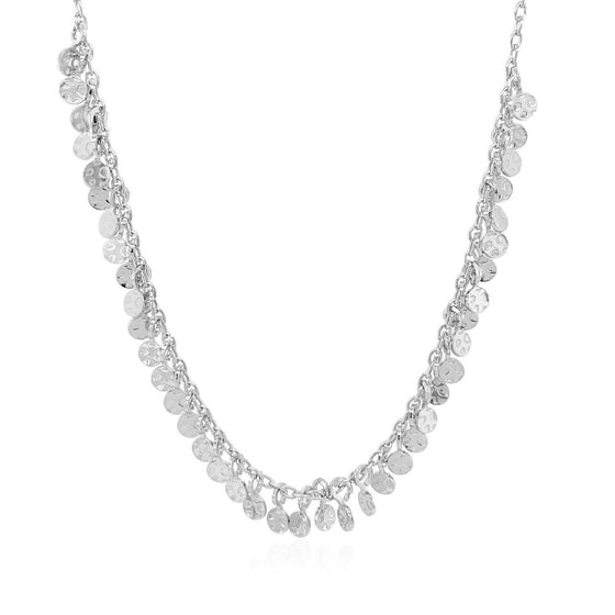Sterling Silver 16 inch Necklace with Textured Beads - Diamond Designs