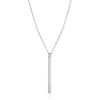 Sterling Silver 24 inch Necklace with Long Polished Bar Pendant - Diamond Designs