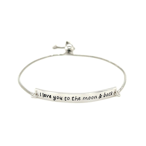 Sterling Silver Adjustable I Love You to the Moon and Back Bracelet - Diamond Designs