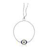 Sterling Silver Adjustable Two Toned Enameled Evil Eye Friendship Bracelet - Diamond Designs