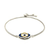 Sterling Silver Adjustable Two Toned Enameled Evil Eye Friendship Bracelet - Diamond Designs