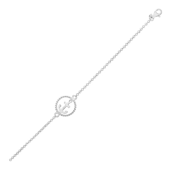 Sterling Silver Bracelet with Anchor - Diamond Designs