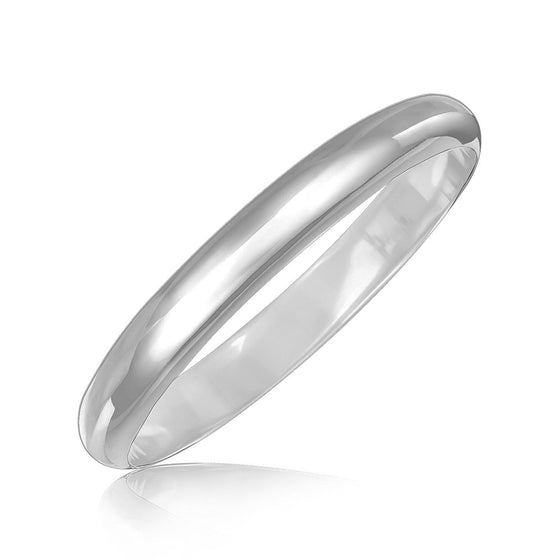 Sterling Silver Dome Style Bangle with Rhodium Plating - Diamond Designs