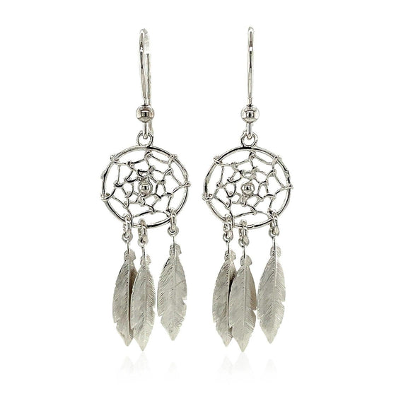 Sterling Silver Dream Catcher Dangle Earrings - Diamond Designs