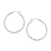 Sterling Silver Faceted Motif Hoop Earrings with Rhodium Plating - Diamond Designs