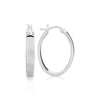 Sterling Silver Flat Style Oval Hoop Earrings with Rhodium Plating - Diamond Designs
