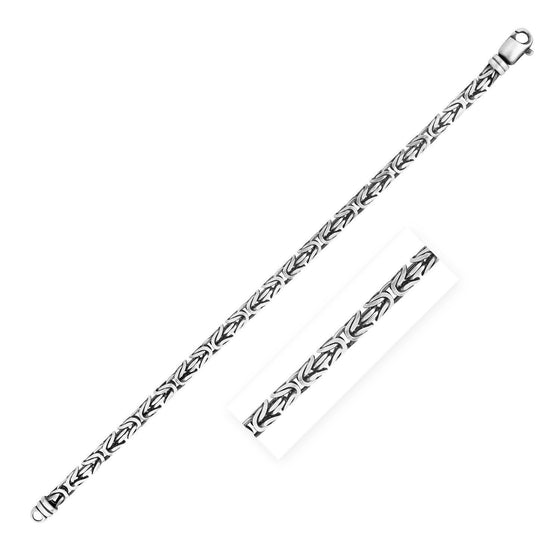 Sterling Silver Gunmetal Finish Byzantine Chain Bracelet - Diamond Designs