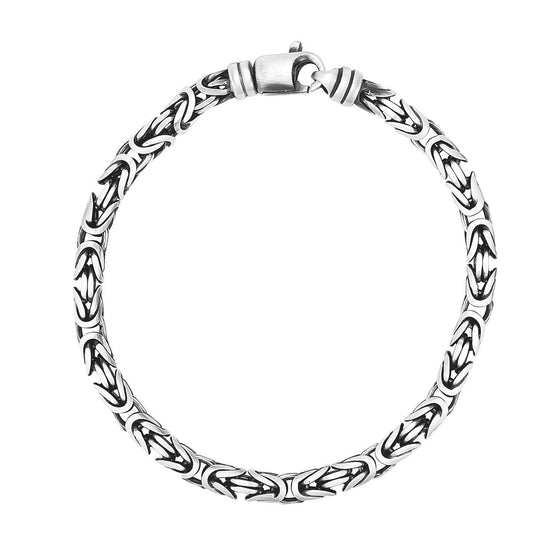 Sterling Silver Gunmetal Finish Byzantine Chain Bracelet - Diamond Designs