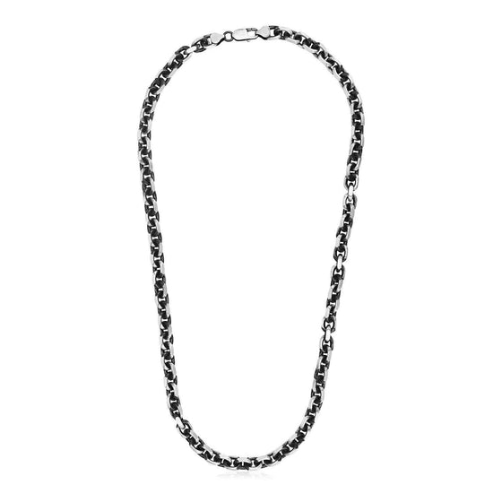 Sterling Silver Gunmetal Finish Oval Link Necklace - Diamond Designs