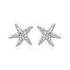 Sterling Silver Petite Starfish Earrings with Cubic Zirconias - Diamond Designs
