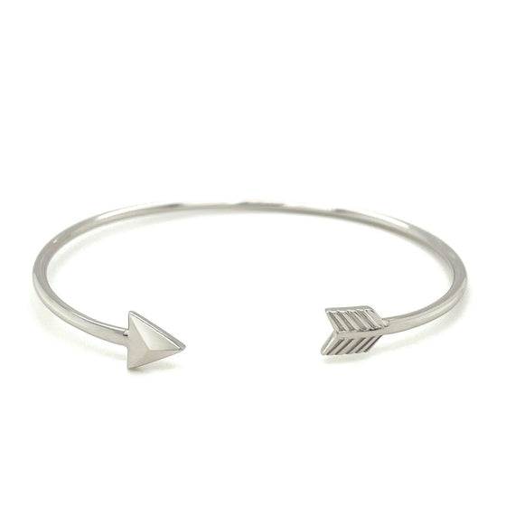 Sterling Silver Polished Arrow Cuff Bangle - Diamond Designs