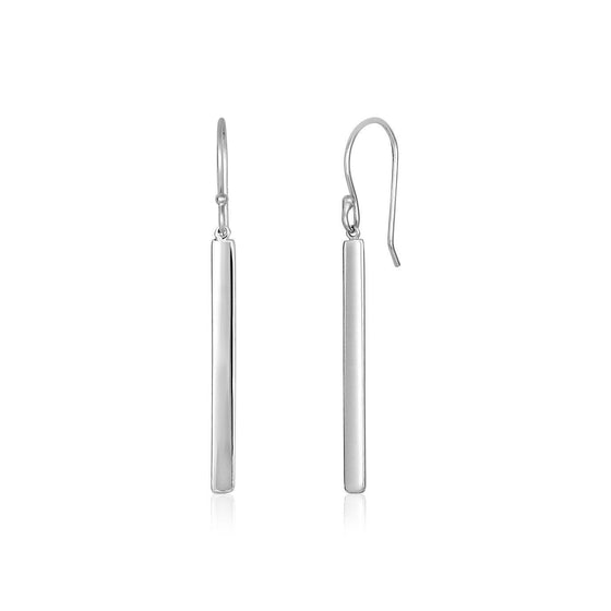 Sterling Silver Polished Bar Earrings - Diamond Designs