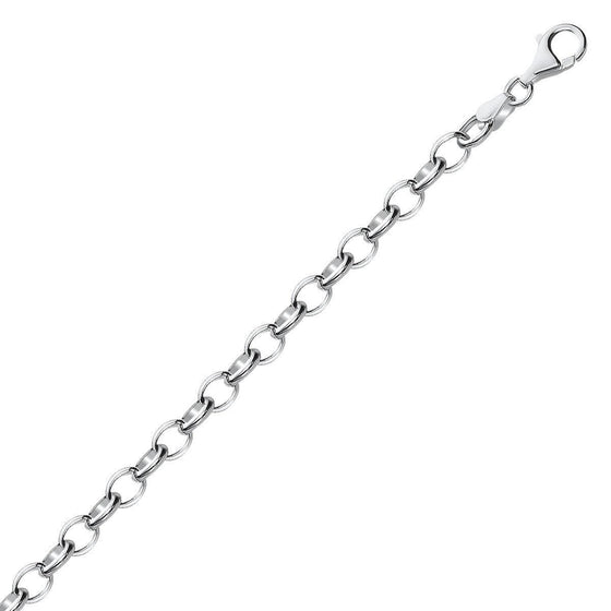 Sterling Silver Polished Charm Bracelet with Rhodium Plating - Diamond Designs