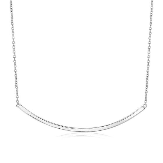 Sterling Silver Polished Curved Bar Necklace - Diamond Designs