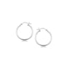 Sterling Silver Polished Thin Hoop Earrings with Rhodium Plating (20mm) - Diamond Designs