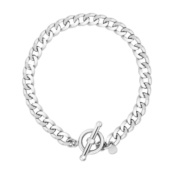 Sterling Silver Polished Wide Link Toggle Bracelet - Diamond Designs