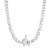 Sterling Silver Polished Wide Link Toggle Necklace - Diamond Designs