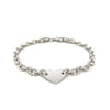 Sterling Silver Rhodium Plated Chain Bracelet with a Flat Heart Station - Diamond Designs