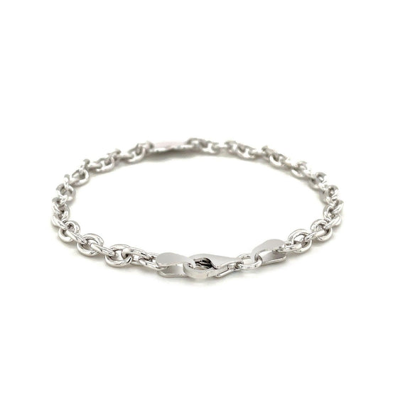 Sterling Silver Rhodium Plated Chain Bracelet with a Flat Heart Station - Diamond Designs