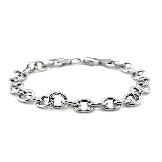 Sterling Silver Rhodium Plated Fancy Charm Bracelet - Diamond Designs
