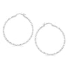 Sterling Silver Rhodium Plated Large Faceted Style Hoop Earrings - Diamond Designs