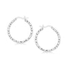 Sterling Silver Rhodium Plated Weave Like Hoop Style Earrings - Diamond Designs