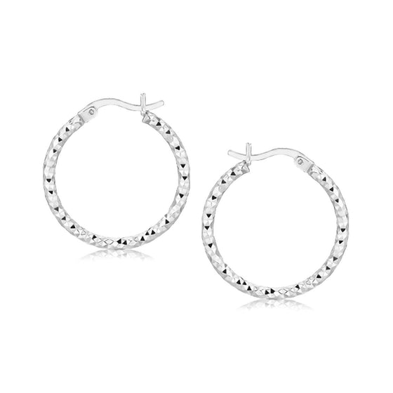 Sterling Silver Rhodium Plated Weave Like Hoop Style Earrings - Diamond Designs