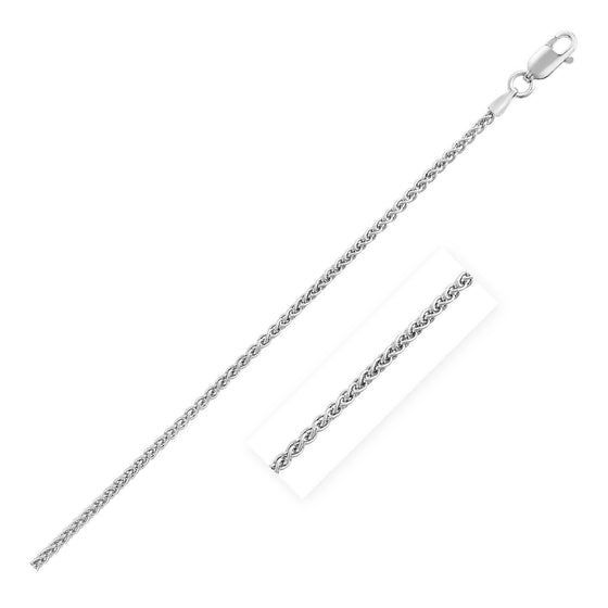 Sterling Silver Rhodium Plated Wheat Chain 1.9mm - Diamond Designs