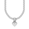 Sterling Silver Rolo Chain with a Heart Toggle Charm and Rhodium Plating - Diamond Designs