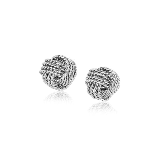 Sterling Silver Textured Love Knot Stud Style Earrings - Diamond Designs