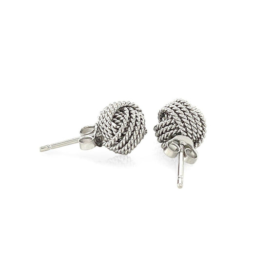 Sterling Silver Textured Love Knot Stud Style Earrings - Diamond Designs