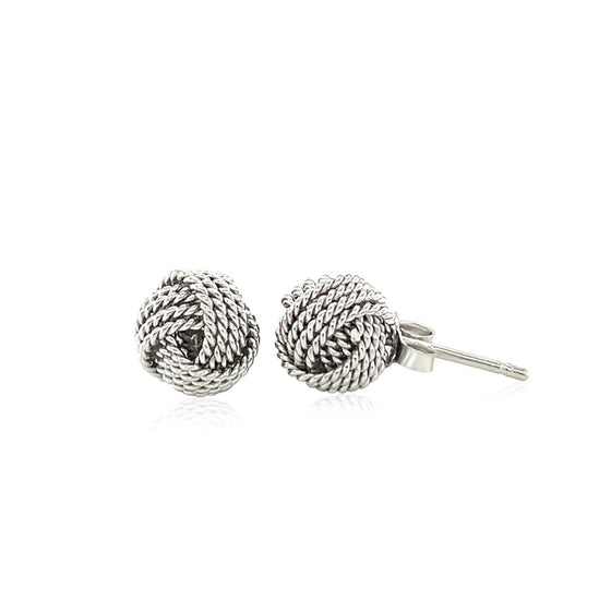 Sterling Silver Textured Love Knot Stud Style Earrings - Diamond Designs