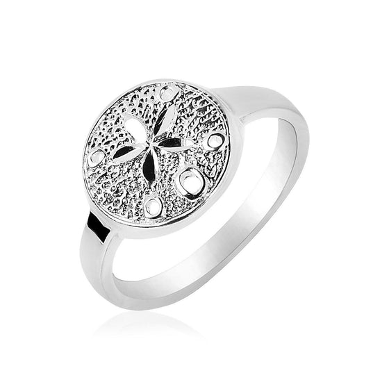Sterling Silver Textured Sand Dollar Ring - Diamond Designs